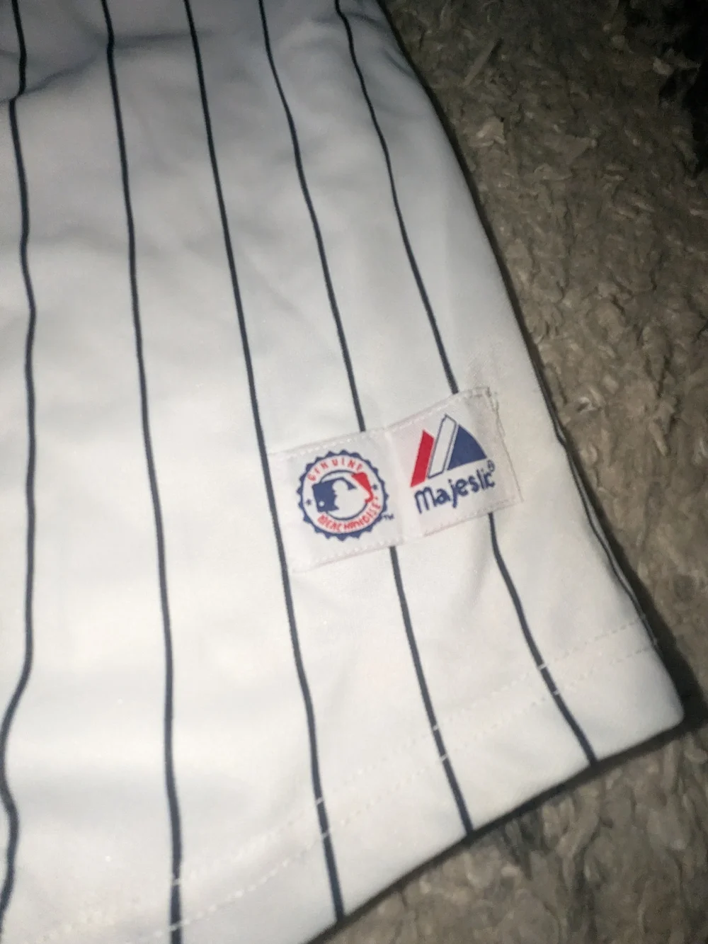 Majestic White Pinstripe Twins Baseball Jersey with Red Logo